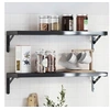 Image de Supports d'étagères 4 pcs 20x2,5x14 cm noir acier inoxydable, support mural, support d'étagère mural,, support 30302
