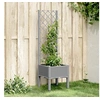 Image de Plantenbak met latwerk 40x40x142 cm polypropeen lichtgrijs367917