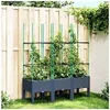 Image de Jardinière avec Treillis, Bac à Fleurs, Pot à Plantes, Boîte à Fleurs Jardin Terrasse Patio Extérieur, Bleu Gris 367956