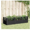 Image de Jardinière avec piquets noir 123,5x43,5x43,5 cm PP, bac à fleurs, support de jardinière, support de fleurs, bac à 368017