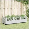 Image de Jardinière avec piquets blanc 123,5x43,5x43,5 cm PP, bac à fleurs, support de jardinière, support de fleurs, bac à 368020