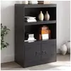 Image de Buffet noir 67x39x107 cm acier, armoire, armoire latérale, armoire de rangement, armoires, placard, buffet haut, 841667