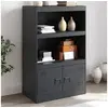 Image de Buffet anthracite 67x39x107 cm acier, armoire, armoire latérale, armoire de rangement, armoires, placard, buffet 841669