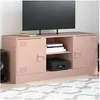 Image de Meuble TV rose 99x39x44 cm acier, banc TV, meuble télé, meuble multimédia, buffet TV, meuble hifi, centre de 841686