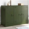 Image de Buffet vert olive 99x39x73 cm acier, armoire, armoire latérale, armoire de rangement, armoires, placard, buffet haut, 841725