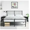 Image de Tables de chevet 2 pcs noir 34,5x39x44 cm acier, armoire, meubles de chambre à coucher, support de téléphone, armoire 841752