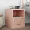 Image de Table de chevet rose 34,5x39x44 cm acier, armoire, meubles de chambre à coucher, support de téléphone, armoire 841753