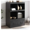 Image de Buffet haut noir 67x39x95 cm acier, armoire, armoire de rangement, buffet haut, armoire latérale, armoire haute, 841799