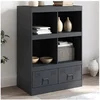 Image de Buffet haut anthracite 67x39x95 cm acier, armoire, armoire de rangement, buffet haut, armoire latérale, armoire 841801