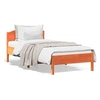 Image de Cadre de Lit et Tête de Lit, Lit Simple avec Sommier à Lattes, Lit Adulte, Meuble de Chambre, Moderne, Cire Marron 842617