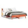 Image de Cadre de Lit et Tête de Lit, Lit Double avec Sommier à Lattes, Lit Adulte, Meuble de Chambre, Moderne, Cire Marron 842649