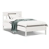 Image de Cadre de Lit et Tête de Lit, Lit Simple avec Sommier à Lattes, Lit Adulte, Meuble de Chambre, Moderne, Blanc 100x200 842655