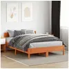 Image de Cadre de Lit et Tête de Lit, Lit Double avec Sommier à Lattes, Lit Adulte, Meuble de Chambre, Moderne, Cire Marron 842757
