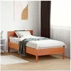Image de Cadre de Lit avec Tête de Lit, Lit Simple avec Sommier à Lattes, Lit Adulte, Meuble de Chambre, Moderne, Cire Marron 842765