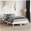 Image de Cadre de Lit et Tï¿½te de Lit, Lit Double avec Sommier ï¿½ Lattes, Lit Adulte, Meuble de Chambre, Moderne, Blanc 140x190 842767