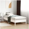 Image de Cadre de Lit avec Tête de Lit, Lit Simple avec Sommier à Lattes, Lit Adulte, Meuble de Chambre, Moderne, Blanc 842779