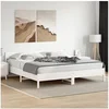 Image de Cadre de Lit et Tête de Lit, Lit Double avec Sommier à Lattes, Lit Adulte, Meuble de Chambre à Coucher, Blanc 180x200 3216213