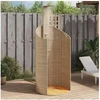 Image de Douche d extérieur beige 100x100x241,5cm poly rotin bois acacia