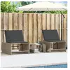 Image de Lot de 2 Chaises longues modulaires avec Table, Bain de Soleil, Transat de Terrasse, Siège de Jardin Patio Extérieur, 368424