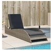 Image de Chaise longue avec coussin gris 60x205x73 cm résine tressée368280