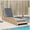 Image de Chaise longue avec coussin beige 60x205x73 cm résine tressée