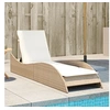 Image de Chaise longue L. 205 cm en resine tressee H. 73 cm beige non empilable non pliable