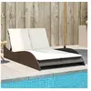 Image de Chaise Longue avec Coussins, Lit de Repos avec Dossier Réglable, Bain de Soleil, Meuble de Jardin Extérieur, Moderne, 368288