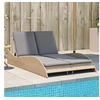 Image de Chaise longue en resine tressee L. 205 cm beige H. 73 cm non empilable non pliable