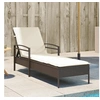 Image de Chaise longue avec coussin marron 63x200x81 cm résine tressée, lit de bronzage, chaise longue inclinable, lit de jour 368300