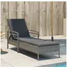 Image de Chaise longue avec coussin gris 63x200x81 cm résine tressée, lit de bronzage, chaise longue inclinable, lit de jour 368301