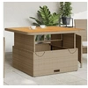 Image de Table de jardin beige 110x110x71 cm résine tressée bois acacia