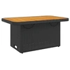 Image de Table de jardin noir résine tressée et bois acacia 90x55x71 cm