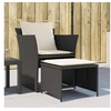 Image de Chaise de jardin avec tabouret noir résine tressée, siège de jardin, siège d'extérieur, chaise d'extérieur, chaise de 368616