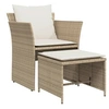Image de Chaise de jardin avec tabouret beige résine tressée