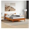 Image de Cadre de Lit, Lit Double avec Sommier à Lattes, Lit Adulte, Meuble de Chambre à Coucher, Moderne, Cire Marron 120x200 844732