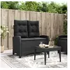 Image de Banc inclinable de jardin avec coussins noir résine tressée