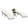 Image de Lot de 2 Chaises Longues avec Table, Bain de Soleil, Transat de Terrasse, Siège de Jardin Patio Extérieur, Noir 368251