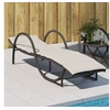 Image de Chaise longue avec coussin noir 60x199x42 cm résine tressée, lit de bronzage, chaise longue inclinable, lit de jour 368257