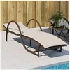 Image de Chaise longue avec coussin marron 60x199x42 cm résine tressée, lit de bronzage, chaise longue inclinable, lit de jour 368258