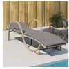 Image de Chaise longue avec coussin beige 60x199x42 cm résine tressée