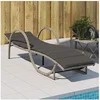Image de Chaise longue et coussin gris clair 60x199x42 cm résine tressée, lit de bronzage, chaise longue inclinable, lit de 368262