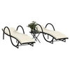 Image de Chaises longues lot de 2 avec table noir résine tressée, lit de bronzage, chaise longue d'extérieur, lit de jour 368263