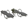 Image de Chaises longues lot de 2 avec table gris résine tressée, lit de bronzage, chaise longue d'extérieur, lit de jour 368265