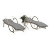 Image de Chaises longues lot de 2 avec table beige résine tressée, lit de bronzage, chaise longue d'extérieur, lit de jour 368267