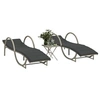 Image de Chaises longues lot de 2 avec table gris clair résine tressée, lit de bronzage, chaise longue d'extérieur, lit de 368268
