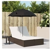 Image de Chaise longue double avec coussins et parasol marron poly rotin, transat, lit de jour d'extérieur, lit de jour de 368082