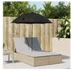 Image de Chaise longue double avec coussins et parasol beige poly rotin, transat, lit de jour d'extérieur, lit de jour de 368084