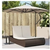 Image de Chaise longue double avec coussins marron résine tressée, transat, lit de jour d'extérieur, lit de jour de jardin, 368091