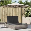 Image de Chaise longue double avec coussins gris résine tressée, transat, lit de jour d'extérieur, lit de jour de jardin, lit 368092