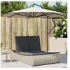 Image de Chaise longue double avec coussins gris clair résine tressée, transat, lit de jour d'extérieur, lit de jour de 368095